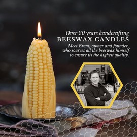 Big Dipper Wax Works Corn Candle,24-Hour Long Burn, Pure Beeswax Sculpted Candle, 2" x 5", Fall Candle