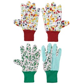 Rumyve 2 Pairs Ladies Gardening Gloves,Floral Garden Gloves Set for Women,Comfortable Safety Work Gloves with Elastic Cuffs for Yard Cleaning Landscaping Camping