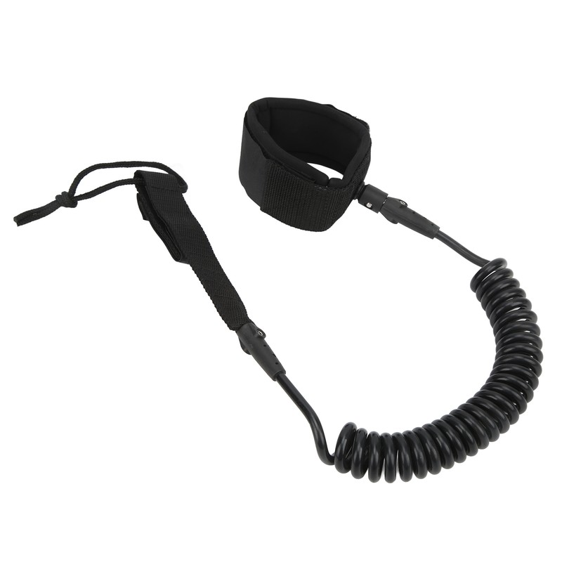 Surfboard Leash High Elasticity TPU Black Adjustable Coiled Surfing Leg