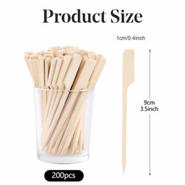 200 Pieces Paddle Bamboo Skewers, Flat Burgers Sticks Children Skewers Kids Wooden Fruits Picks Cocktail Sticks Satay Skewers Barbecue Kebabs Skewers for Buffets Party