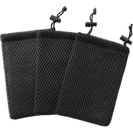 tatoko 5pcs Nylon Mesh Drawstring Bag, 5 x 3.5 Inch Small Storage Pouch String Bags for Mini Stuff MP3 Charger Earphone Key, Travel Kit Organizer for Lipstick Cosmetic Jewelry, Black