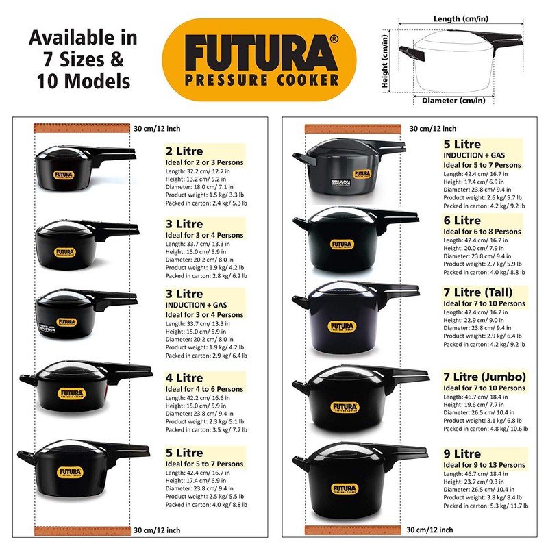 Futura by Hawkins Hard Anodized 5.0 Litre Pressure Cooker from