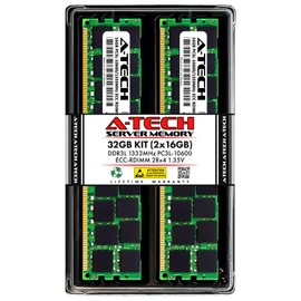 A-Tech 32GB Kit (2x16GB) Memory RAM for HP ProLiant DL380 G7 - DDR3L 1333MHz PC3-10600 ECC Registered RDIMM 2Rx4 1.35V - Server