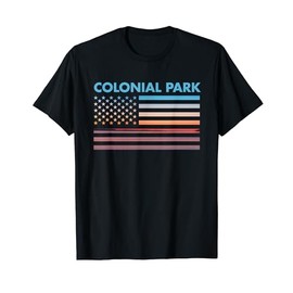 Vintage Sunset American Flag Colonial Park, Massachusetts T-Shirt