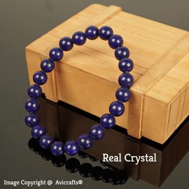Lapis Lazuli Bead Bracelet Chakra Energy Healing Protection Relieves Stress Anxiety Gift for Men & Women 8mm