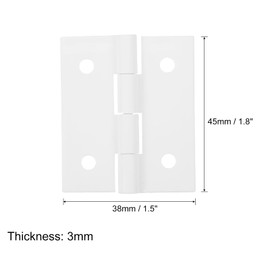 sourcing map 4Pcs Acrylic Hinges, 1.8 x 1.5 Inch Mini Hardware Folding Hinges Piano Hinges with Mounting Hole for Case Box Handicrafts, White