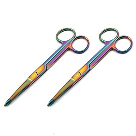 AAPROTOOLS 2 PCS Multi Titanium Color Rainbow Knowles Bandage Scissors 5 1/2" Straight Stainless Steel A+ Quality