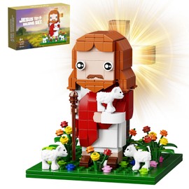 Millionspring Jesus Building Block Set with Light,Jesus Figure Toy Model,Home Chapel Decor Easter Gifts for Kids,Adults(324PCS)