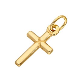 jewellerybox Gold Dipped Small Blank Sterling Silver Cross Charm Pendant, Sterling Silver