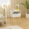 Fultyle White Nightstand with Charging Station, Modern Bedside Table with