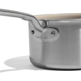 Made In Cookware - 2 QT CeramiClad Non Stick Saucepan with Lid - 5-Ply Stainless Clad with Stay-Cool Handle - Professional Cookware - Crafted in Italy - Induction Compatible