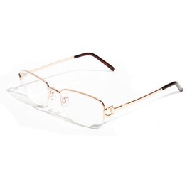 V.W.E. Rectangular Half Rim Metal Reading Glasses With Anti-reflective AR Coating (Gold, 2.25)
