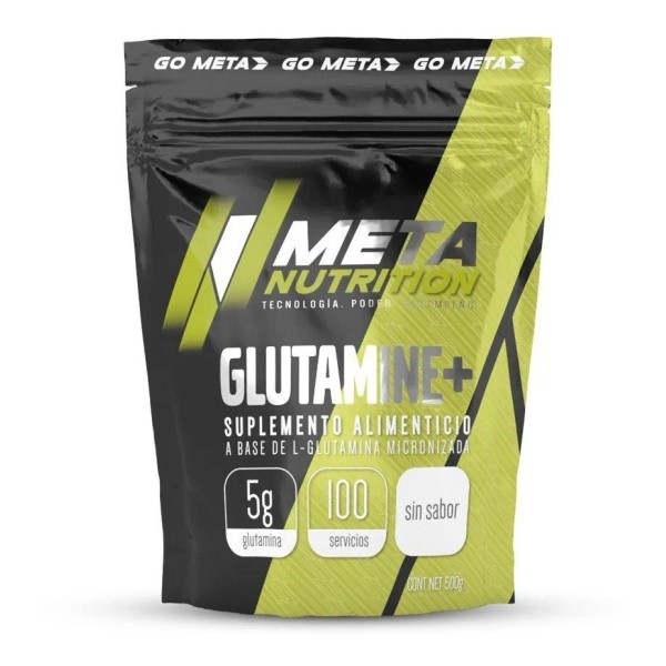 Meta Nutrition Glutamina 500 Gramos 100 Porciones Sabor Sin sabor