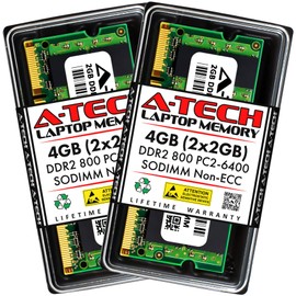 4GB kit (2GBx2) DDR2 PC2-6400 LAPTOP Memory Modules (200-pin SODIMM, 800MHz) Genuine A-Tech Brand