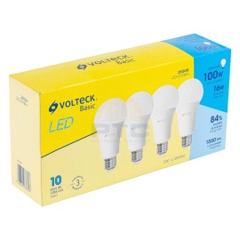Volteck LED-125FBX4 Pack of 4 LED lamps A19 16 W, daylight, box, Basic