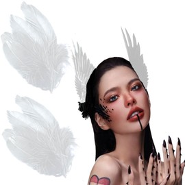 2Pcs Feather Hair Clip Hairgrip Hair Accessories Artificial Swan Headwear Hair Pins for Women Headpiece Festival Crow Costume Supplies (White)