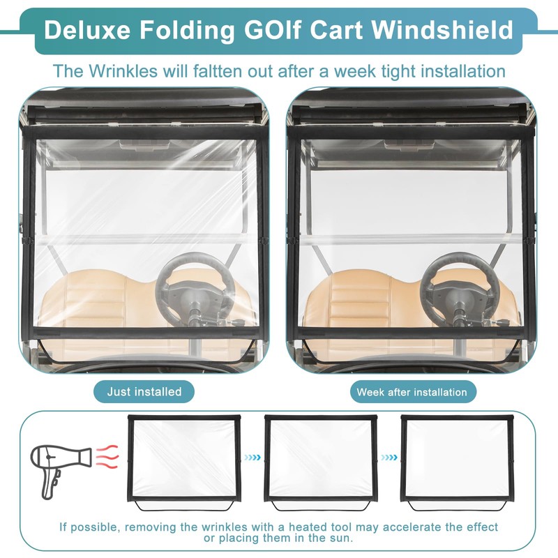 Golf Cart Windshield Fit for CLub Car Precedent, Foldable, Portable
