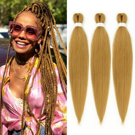 27 Honey Blonde Braiding Hair Pre stretched 12 Inch 3 Packs Pre-stretched Braiding Hair EZ Braid Yaki Texture Synthetic Hair Extensions for Crochet Box Braids