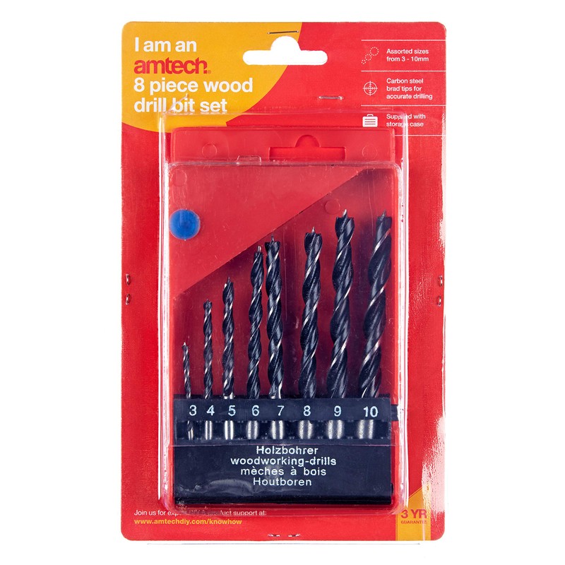 Amtech F1500 8 Piece wood drill bit set
