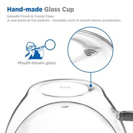ecooe 2x350ml Double Walled Coffee Glasses Mugs Cappuccino Latte Macchiato Glasses Cups with Handle Borosilicate Heat Resistant Glass Cups for Coffee Tea Milk Juice Ice Cream