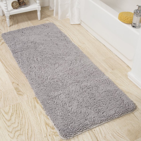 BH Memory Foam Shag Bath Mat (24x58), Grey