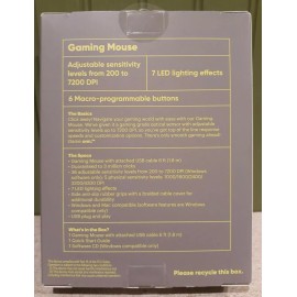 onn Gaming Mouse with Attached USB Cable LED Lighting Effects (6 ft) - Grey