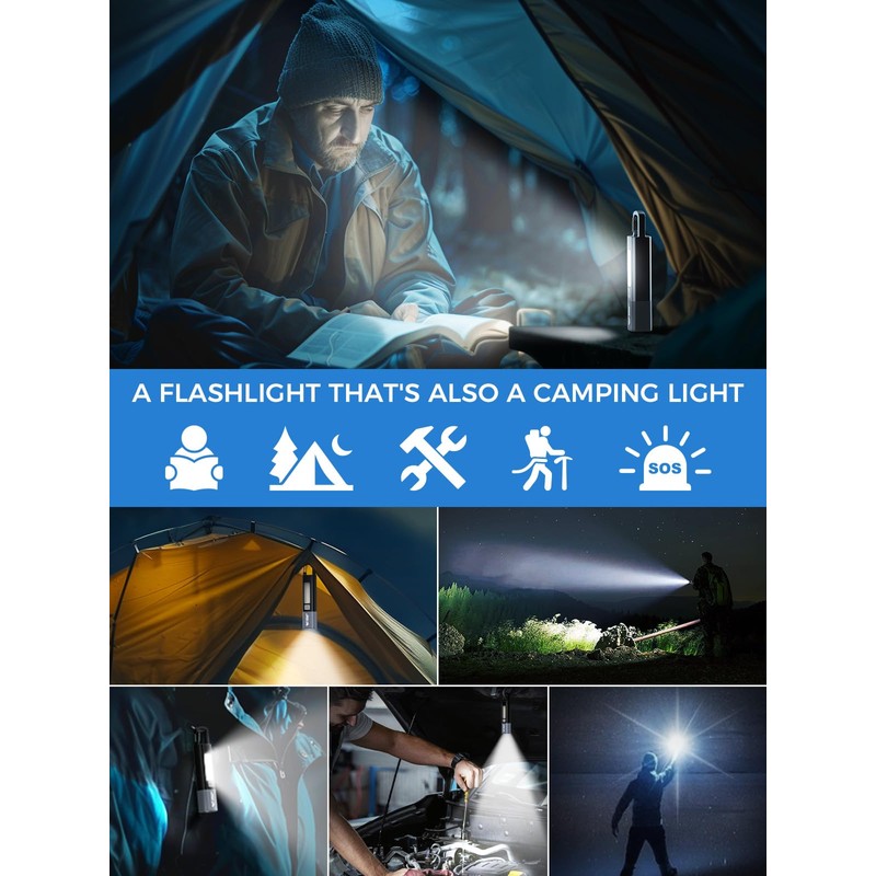 Smiling Shark Torches Recargeable,2 Pack Flashlight LED with 3 Modes