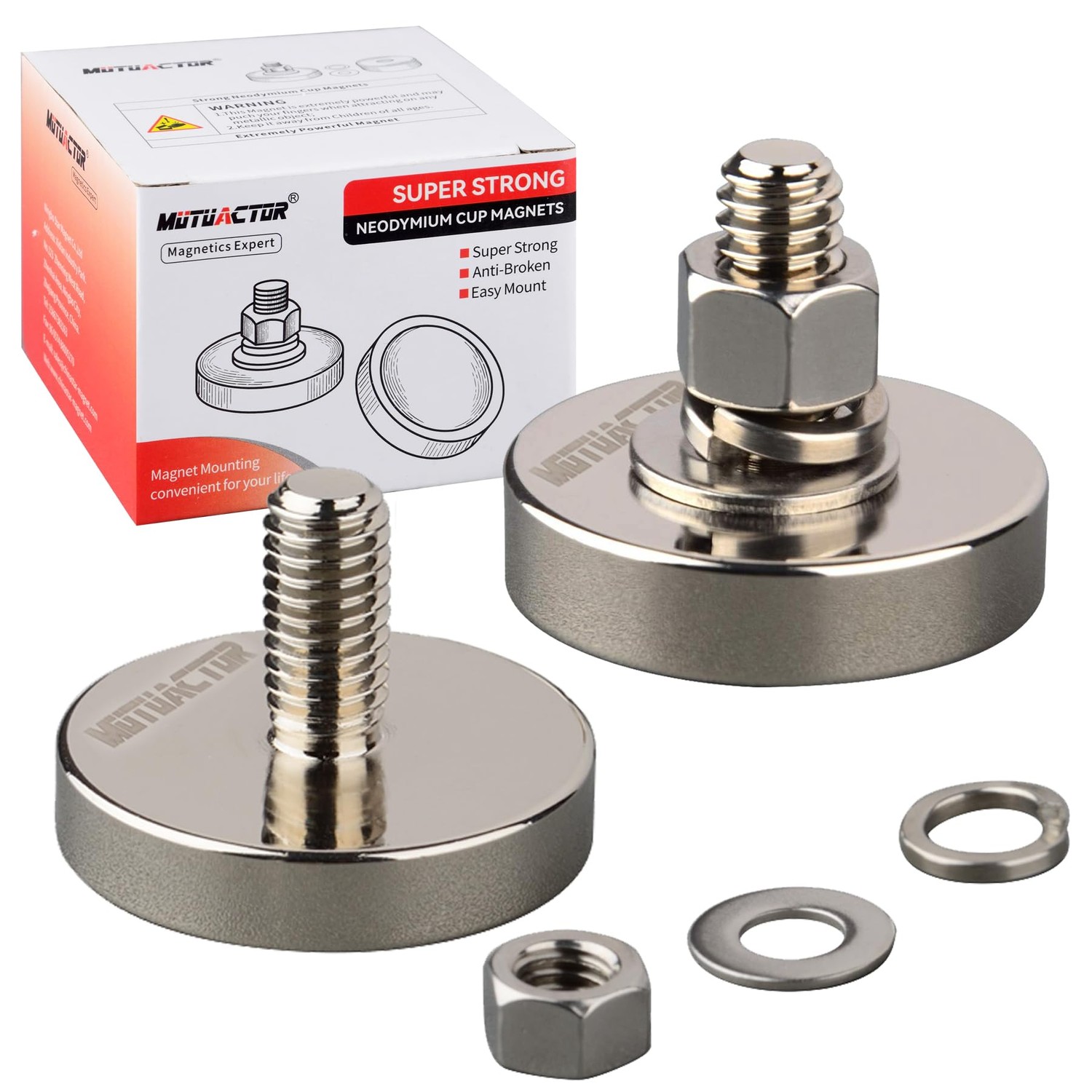 MUTUACTOR Super Powerful Neodymium Round Magnet with 3/8 ''-16 Male ...