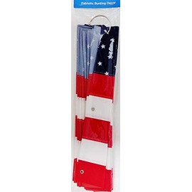 Patriotic Bunting Decor - American Flag Design Decoration with Metal Grommets - USA, July 4th, Memorial Day, Veterans Day - Porch Patio Staircase Mantel