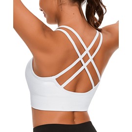Sykooria Sewn in Padds Sports Bras High Supportive Yoga Workout Tank Tops Gym Everyday Strappy Back Sports Bra
