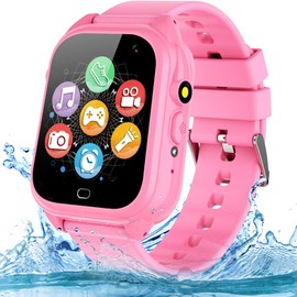 OVV Kids Waterproof Smart Watch Boys Girls Age 3-12 with 26 Game 1.44'' HD Touch Screen Music Player Camera Video Recorder 12/24 Hr Clock Pedometer Alarm Torch Calculator Children Learning Toys