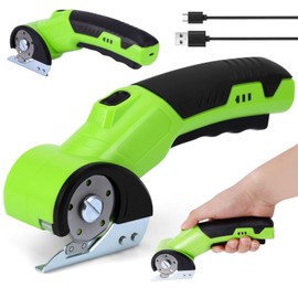 Miawtro Electric Scissors, Portable Cordless Electric Scissors 2000mAh Power Visualization, LED Lighting Rotary Cutter for Fabric with Alloy Blade for Leather, Carpet, Paper, Linen Cutting