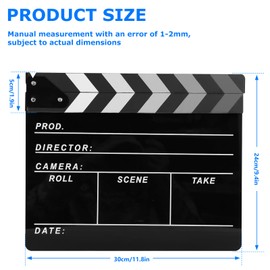 Directors Clapper Board 30 x 24 cm, Film Flap Director Flap with Magnetic Board Eraser and Pens, Scene Acrylic Film Flap, Director Flap Clapperboard for Film, TV Series, Shoot Props