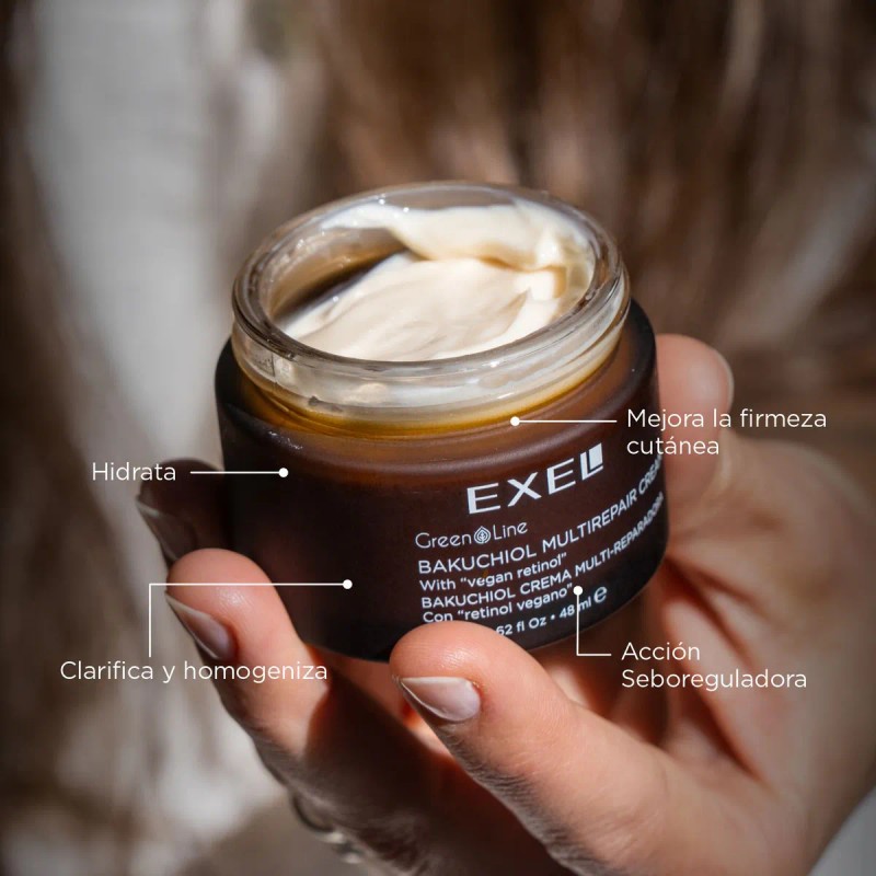 Crema con Retinol Vegano Bakuchiol Exel aclara y homogeniza hiperpigmentaciones