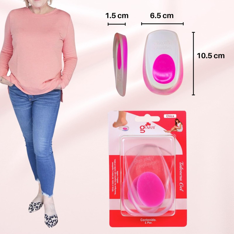 Govari, Talonera de Gel para Espolón, Punto Rosa, Talla Chica,