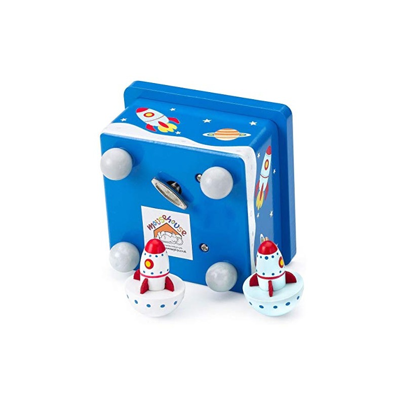 Mousehouse Gifts Rocket Wooden Music Box, Musical Toys, Early Development