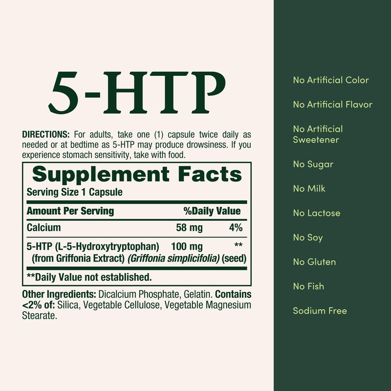 Nature's Bounty 5-HTP Pills and Dietary Supplement, Supports a Calm