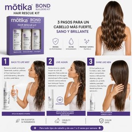 Motika Reborn Kit de Rescate Capilar, Tratamiento Reparador 3 Pasos para Cabello Daado, Frizz, Puntas Abiertas, Proteccin Trmica y Brillo             