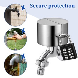 YARNOW Water Spigot Lock, Locks Outdoor, Water Hose Lock Cover Stainless Steel Hose Bib Lock with Password Lock Protection Cover