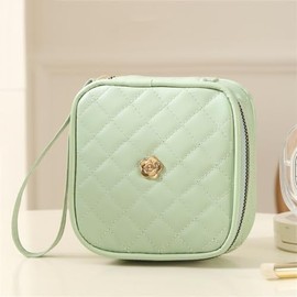 Bolsa De Almacenamiento De Toallas Sanitarias Feme Mini bolsa de almacenamiento portátil Bolsa de almacenamiento pequeña de flores (Color : Green, Size : 12.5x12.5x5cm)