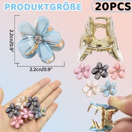 Kleine Blumen Haarspangen,20pcs Mini Diamant Blumen Hochzeit-Haarspangen Dekorative Haarspangen Braut-Haarspangen Blumen Haarnadeln für Mädchen Damen Foto,Alltag,Party,Hochzeit