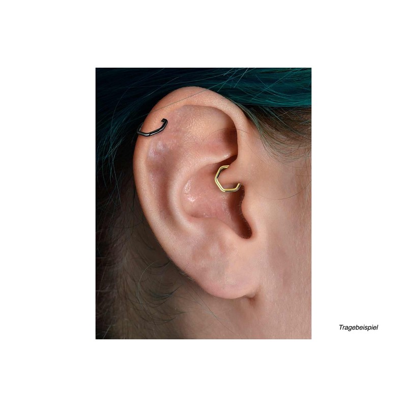 PIERCINGLINE Titanium Clicker Hexagonal Piercing Ring Nose Septum Ear Helix