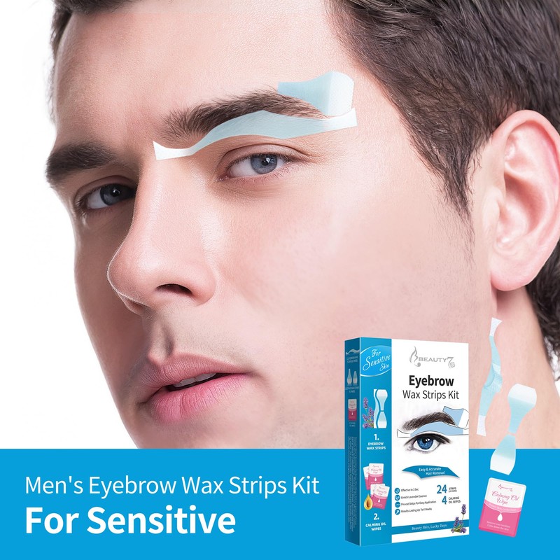 MEN Eyebrow Wax Strips Kit,for Sensitive All Skin Types MEN,24pcs