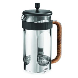 Brim 8 Cup French Press, Quickly Brew Coffee in Under 5 Minutes, Classic Design with Modern Twist, Dishwasher Safe Carafe for Easy Cleaning, Replacement Filter Included, Stainless Steel/Wood