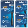 BIC Hybrid 3 Flex Refillable Men's Shaver, 90% Recycled Plastic Handle and 10 Triple-Blade Refills with Lubricating Strip - Bundle of 1+10