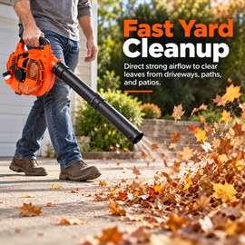 Gas Leaf Blower for Lawn & Garden – 25.4cc 2-Stroke Handheld Blower with 0.65L Fuel Tank & 275.45 CFM Airflow