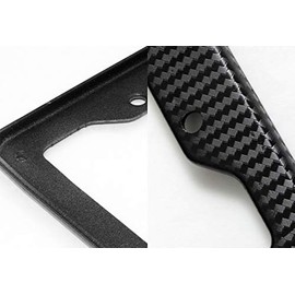 EPARTS 2 Pieces Carbon Fiber Look Slim Front Rear Bumper License Plate Frame Holder US Size License Plate