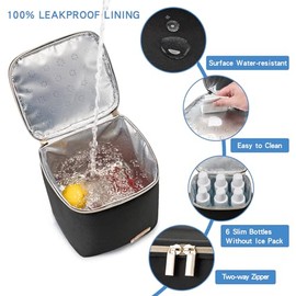 Bolsa aislante para botellas con paquete de hielo, se adapta a 4 botellas grandes de hasta 5 onzas, bolsa refrigeradora, ideal para enfermería y cuidado de madre