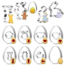 PWCTNT Easter cookie cutters, 13 pieces, DIY rabbit, Easter eggs, flowers, animals, mould set, 3D Easter cookie cutters, for Easter crafts, children, Easter decoration, Easter cookie cutters