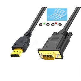 IOSSIOPPIA HDMI to VGA Conversion Cable 1080P HDMI to VGA Adapter Cable, with Built-in Recognition chip, Computer Connected to Monitor, unidirectional Male to Male Conversion(5.9 feet/1.8M)
